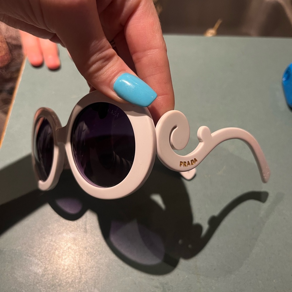 Prada White Sunglasses with Black Lenses